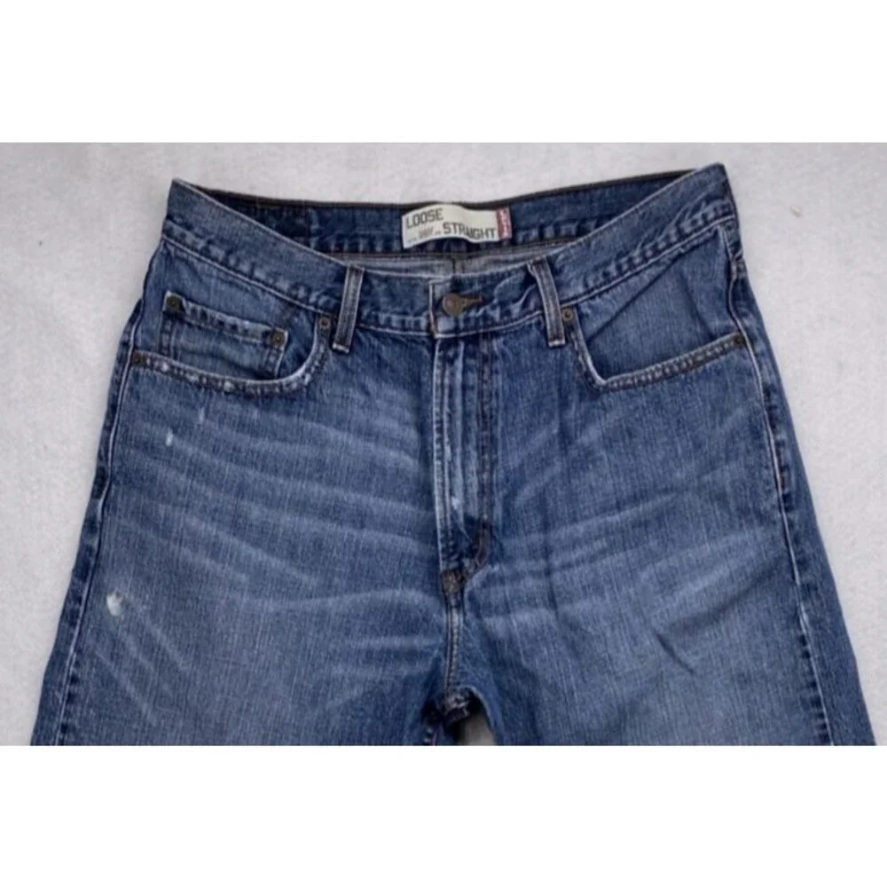 Levi’s 569 Loose Straight Jeans Men W34 L30 Blue Denim Distressed Skate Street